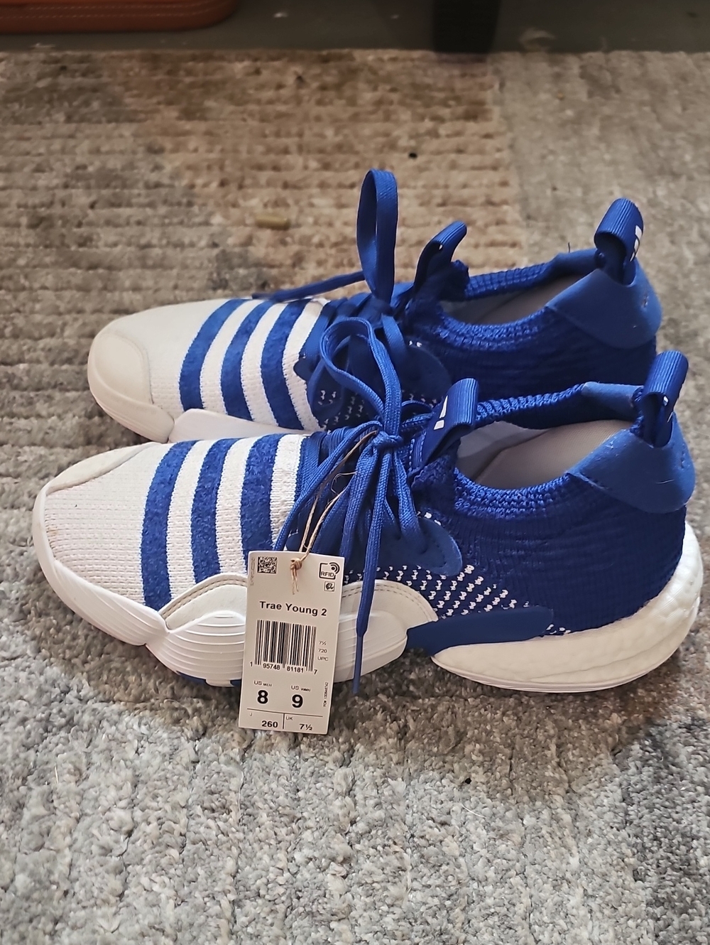adidas Kids Blue and White Slip-On Sneakers